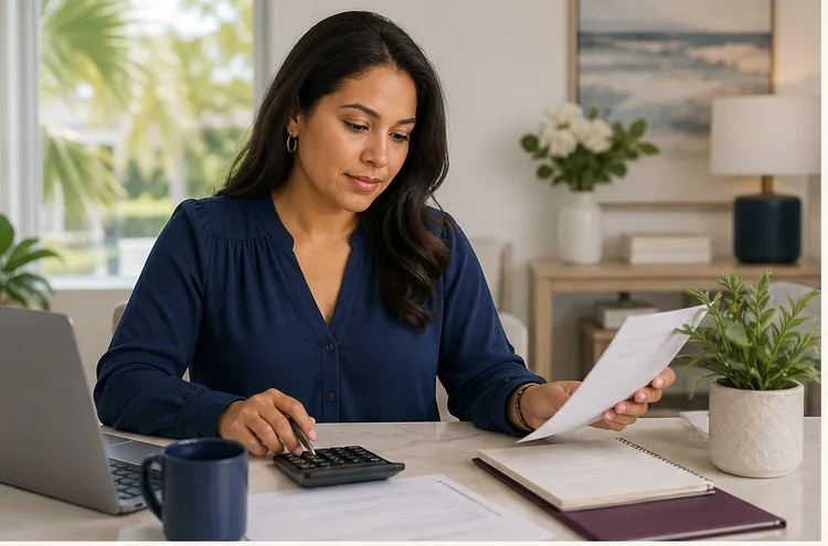 Woman organizing household financial decisions